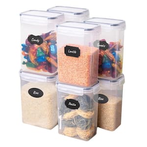 8-Piece Plastic Food Storage 2-Liter Container Set with Pantry Labels and Lids