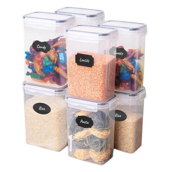 LEXI HOME 8-Piece Plastic Food Storage 2-Liter Container Set with Pantry Labels and Lids