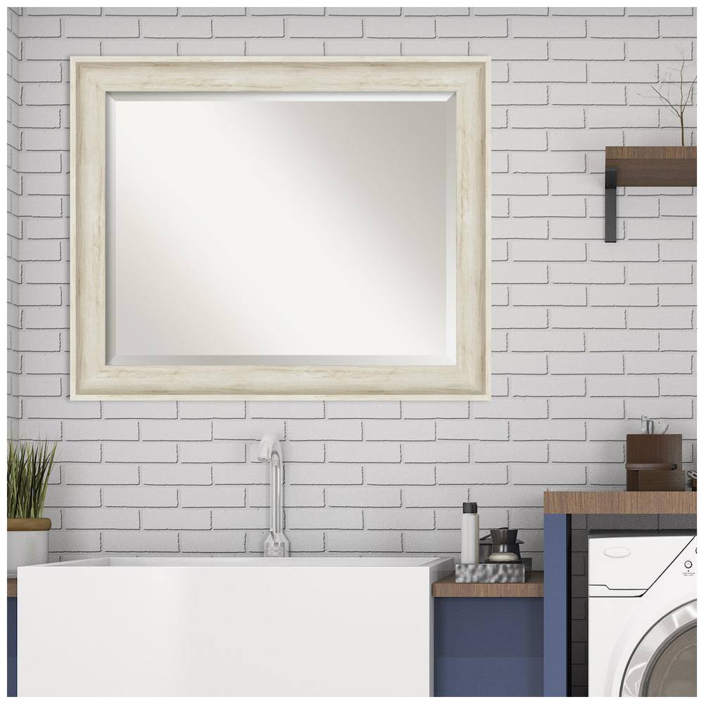 Regal Birch Cream 33" x 27" Rectangular Wood Wall Mirror