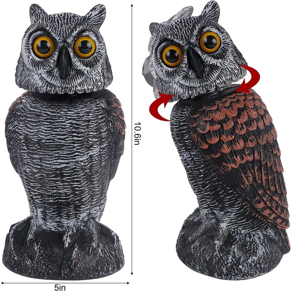 10.6 Inch Black and Brown Plastic Freestanding Owl Decoy Set