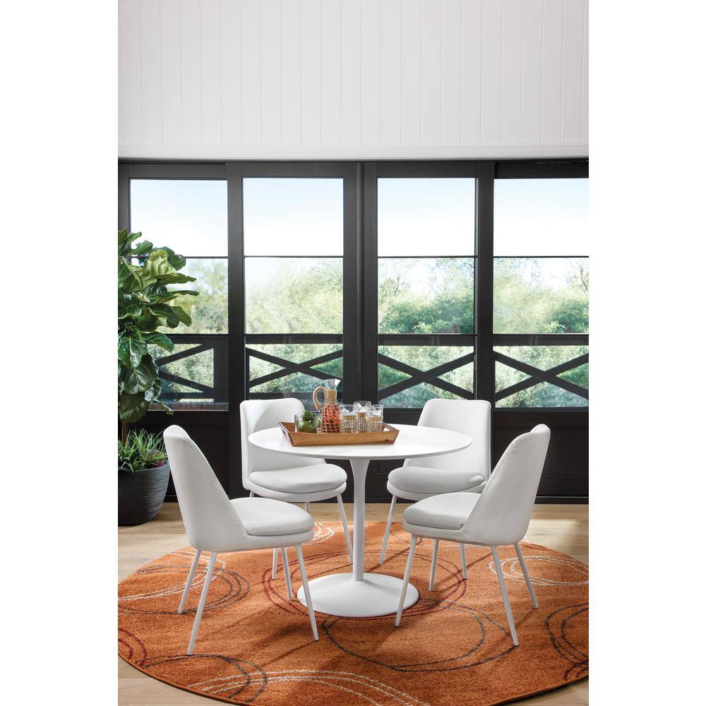 41" White Laminate Round Dining Table with Steel Base