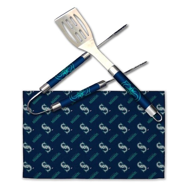 THE NORTHWEST GROUP MLB Mariners Stainless Steel BBQ Grilling Utensil Set Outdoor Kitchen Accessories
