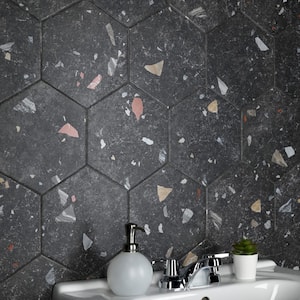 Sonar Hex Black 8-5/8 in. x 9-7/8 in. Porcelain Floor and Wall Tile (11.5 sq. ft./Case)