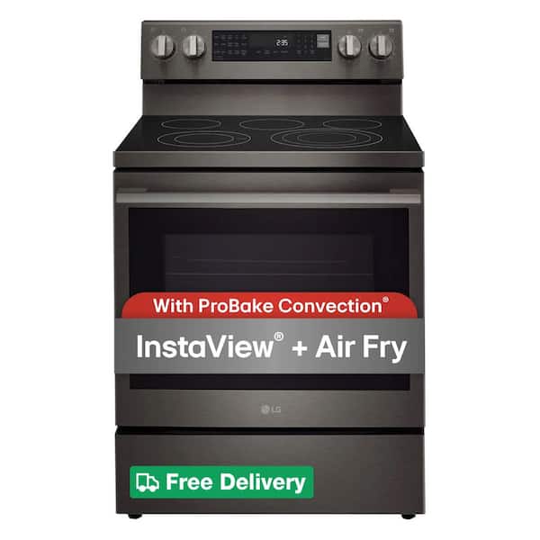 30 in. 5 Element Freestanding Electric Range in Stainless Steel Air Fry, ProBake Convection, InstaView, & Premium Handle