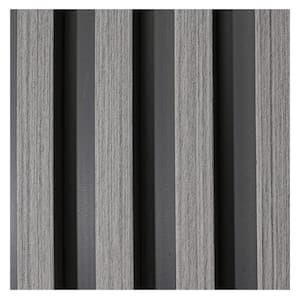 3/4 in. x 6 in. x 8 ft. Gray Interlocking PVC Decorative Wall Paneling, Water Resistant Slat Wall Panel (8-Pack)