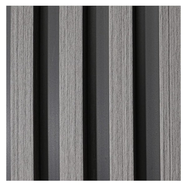 Art3dwallpanels 3/4 in. x 6 in. x 8 ft. Gray Interlocking PVC Decorative Wall Paneling, Water Resistant Slat Wall Panel (8-Pack)