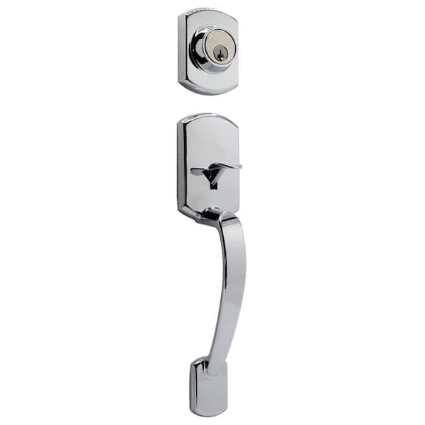 DELANEY HARDWARE Katana Grade 2 Chrome Single Cylinder Entry Door Handleset with Aubryn Knob