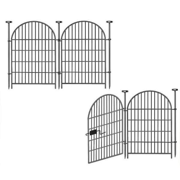 Oyezvary Arched Design 40 in. Rustproof Metal Wire Garden Fence Animal Barrier with Gate 12 Panels for Dogs and Rabbits 26.2 ft.