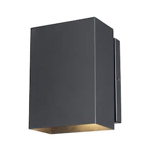 Sidewell 7 in. 1-Light Matte Black Outdoor Wall Light Fixture with Metal Shade
