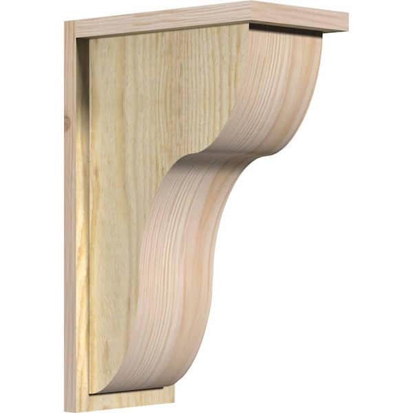 Ekena Millwork 8 in. x 14 in. x 22 in. Douglas Fir Carmel Rough Sawn Corbel with Backplate
