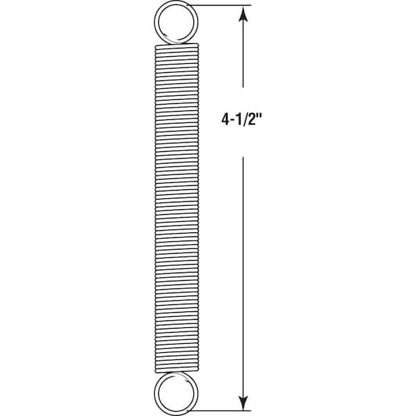 Extension Spring, Spring Steel Const, Nickel-Plated Finish, .041 GA x 15/32 in. x 4-1/2 in, Closed Single Loop, (2-Pack)