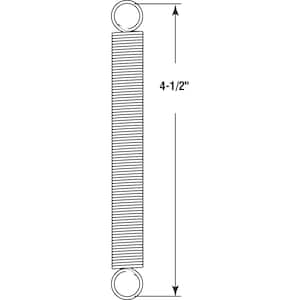 Extension Spring, Spring Steel Const, Nickel-Plated Finish, .041 GA x 15/32 in. x 4-1/2 in, Closed Single Loop, (2-Pack)