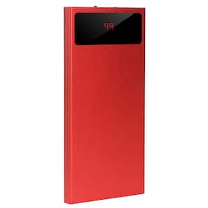 20000 mAh Ultra Thin Red Power Bank with Dual USB Ports Flashlight and Battery Remain Display