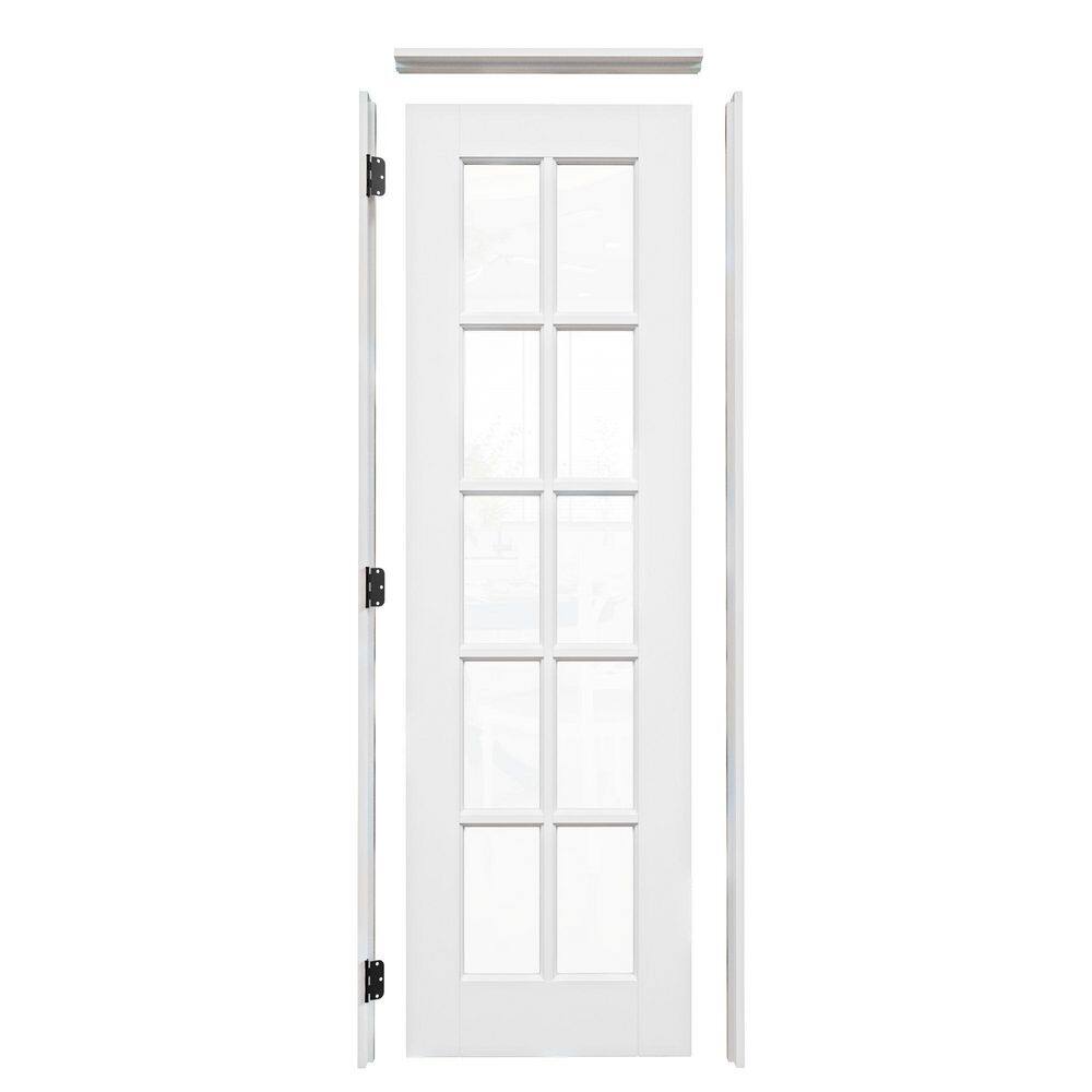 Assembly Required 24 in. x 80 in. 10-Lite Clear Glass Right White Wood Single Interior Door Kit w/Separate Jamb price history on PriceWatchPro