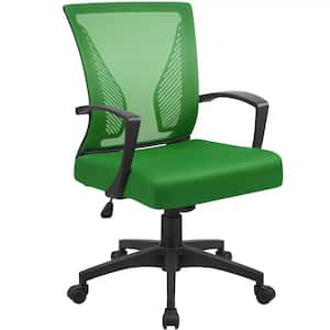 Office Dark Green Mid Back Swivel Lumbar Support Desk, Computer Ergonomic Mesh Chair with Armrest