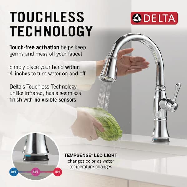 Cassidy Touch/Touchless Chrome 16 in. H Pull Down Sprayer Kitchen Faucet with 360° Spout Swivel
