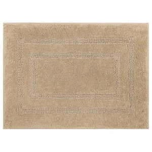 Cotton Reversible Taupe 27 in. x 45 in. Tan Cotton Machine Washable Bath Mat