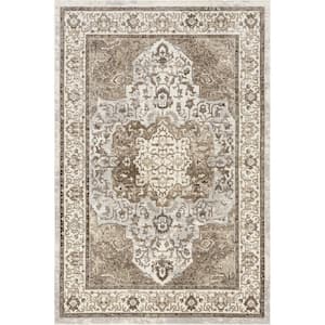 Cady Light Brown 8 ft. x 10 ft. Machine Washable Transitional Area Rug