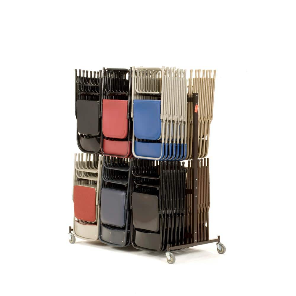 Double-Tier Dark Brown Steel Chair Storage Trolley