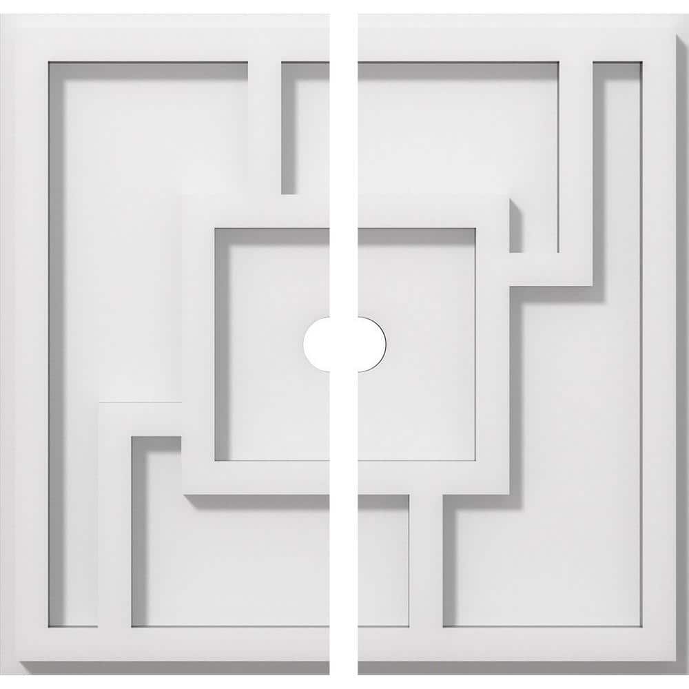 12" White PVC Contemporary Two-Piece Ceiling Medallion