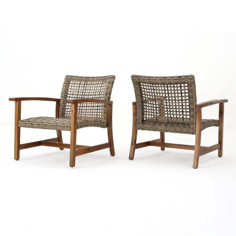 LOG／CHAIR JACKET 2 YOSIMFUR Outdoor Acacia Wood Wicker Club Chairs (2-Pack) DJYC