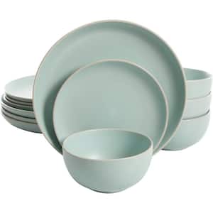 12-Piece Modern Matte Teal Stoneware Dinnerware Set (Service for 4)