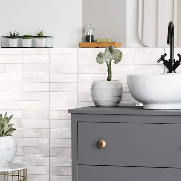 Kings Luxe Tradition Brick White 7-7/8 in. x 7 in. Porcelain Wall Take Home Tile Sample