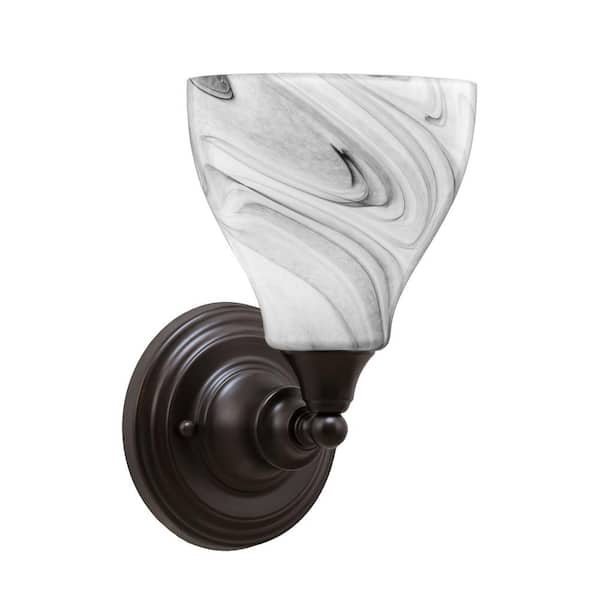 Unbranded Fulton 1-Light Espresso Wall Sconce, 6.25 in. Onyx Swirl Glass