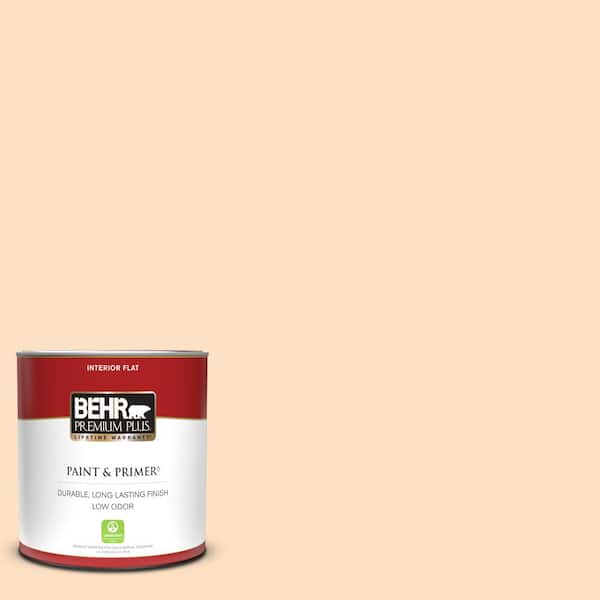 BEHR PREMIUM PLUS 1 qt. #290C-2 Creamy Beige Flat Low Odor Interior Paint &  Primer 105004 - The Home Depot