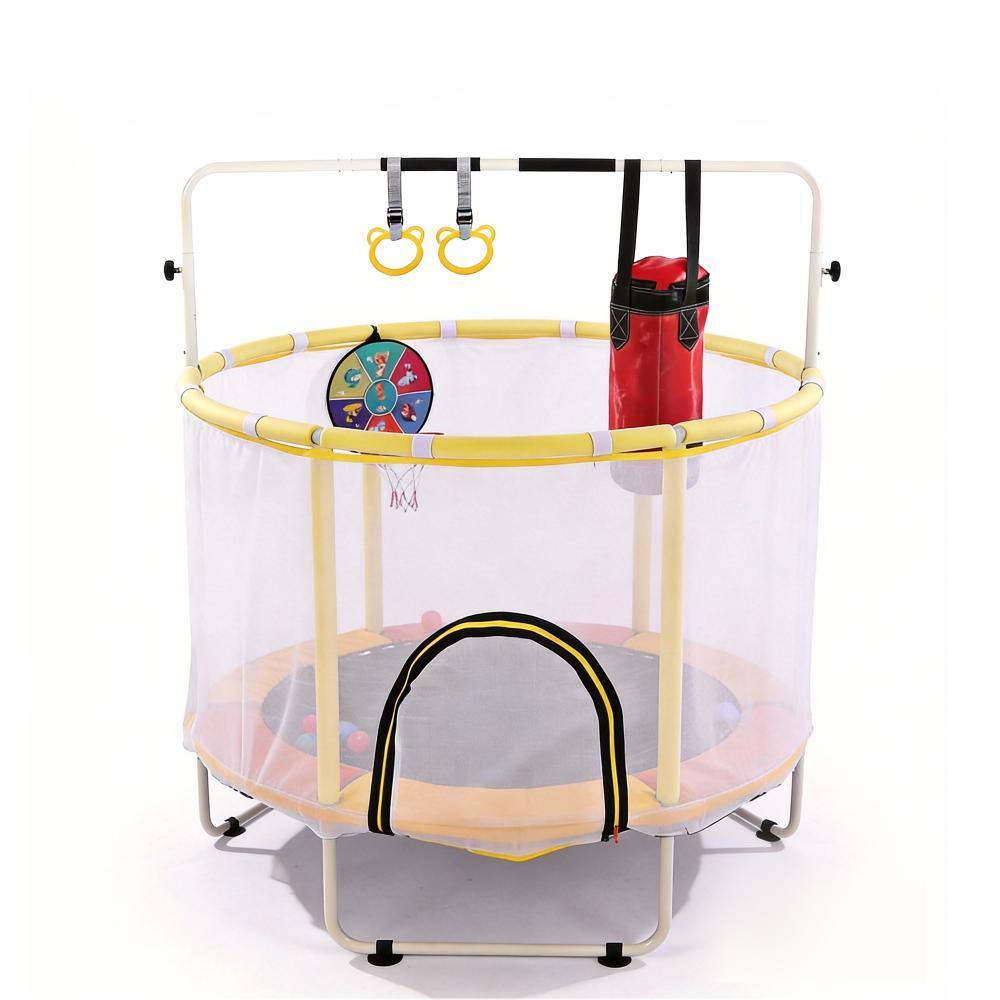 54 in. Kids Mini Trampoline with Safety Net,Adjustable Bar, Toddler Rebounder Gift for Boys & Girls(1-6 Years）