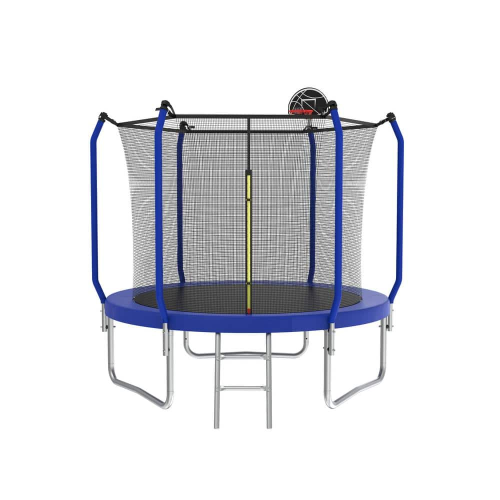 8 ft. Blue Round Outdoor Trampoline with Safety Enclosure -  SUNRINX, MG52-6-TP