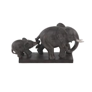 Brown Polystone Elephant Sculpture