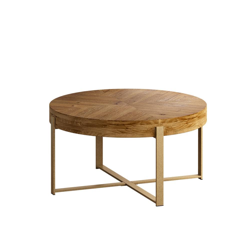 Sudzendf Modern Round Outdoor Coffee Table with Fir Wood