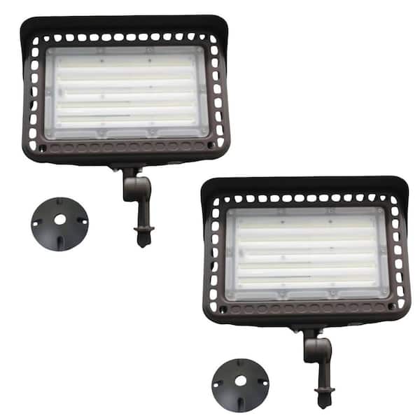600-Watt Equivalent Bronze 120° Outdoor Security Lighting, 18,000 Lumens, Dusk to Dawn Integrated LED Flood Light 2-Pack