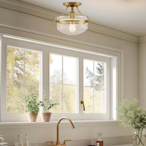 Kira Home Zurich 12.25 in 60-Watt 1-Light Warm Brass Modern