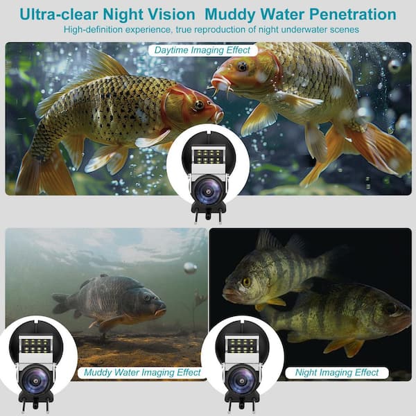 Fishfinder Underwater Camera Fishing Wide Angle Infrared Night Vision Host Ip65 Waterproof With 5 Inch Ips Display For Ice River And Boat 50m 164ft