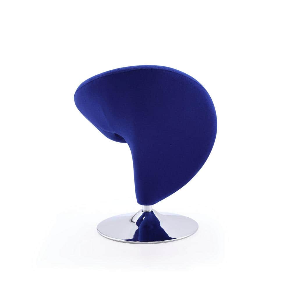 Curl Blue Wool and Polished Chrome Swivel Accent Chair Set