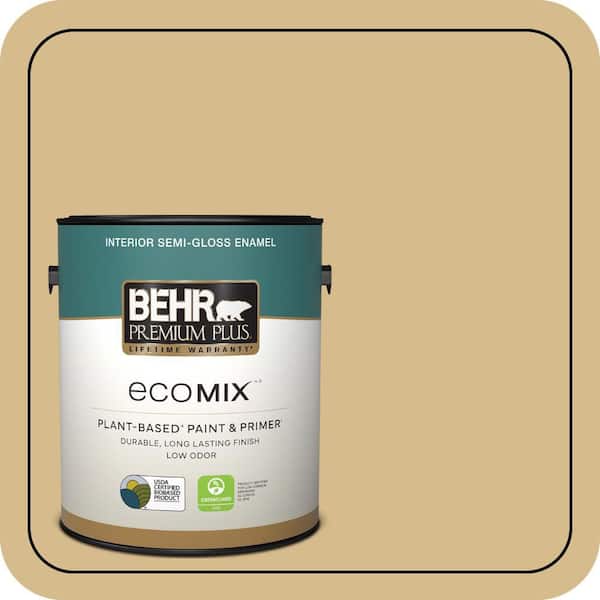 1 gal. #350F-5 Camel Semi-Gloss Enamel EcoMix Plant-Based Interior Paint & Primer
