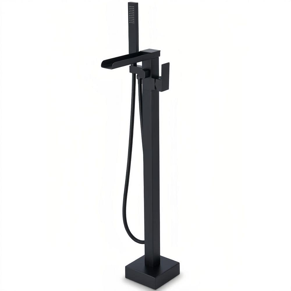 Single-Handle Freestanding Floor Mount Claw Foot Tub Faucet with Hand Shower in Matte Black price history on PriceWatchPro
