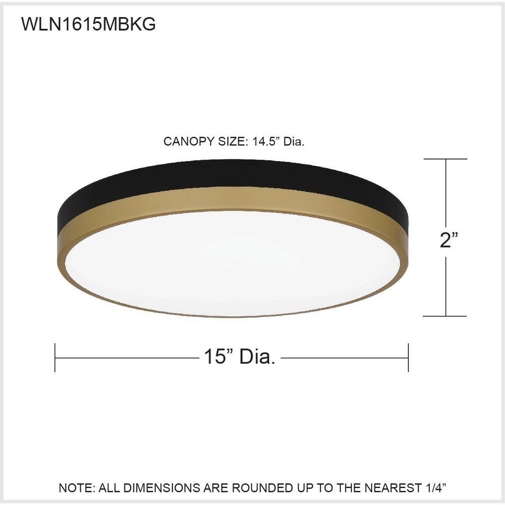 Matte Black and Gold Round LED Flush Mount Ceiling Light