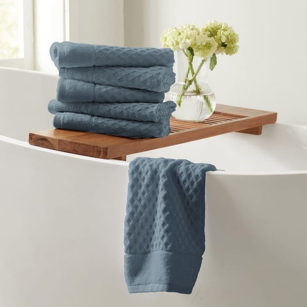 Blue Ultra-Soft 100% Cotton Diamond Waffle 6-Pack Hand Towels
