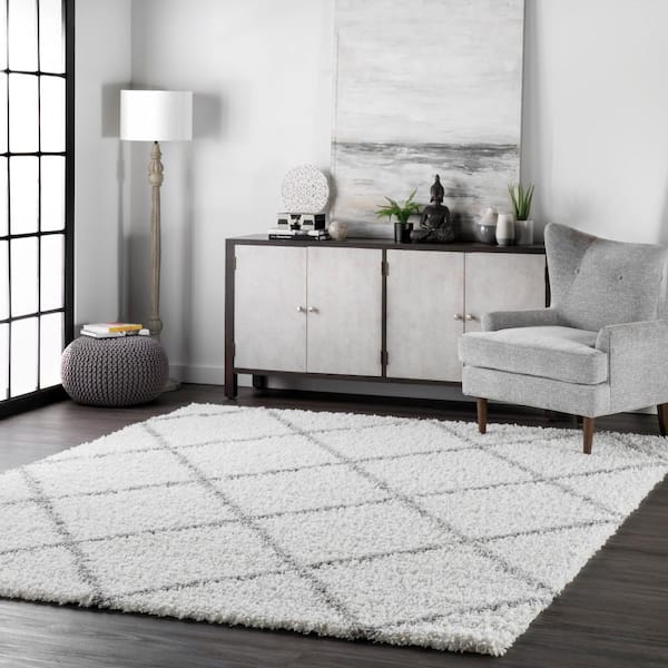 Tess Moroccan Shag White 7 ft. 10 in. x 10 ft. Area Rug
