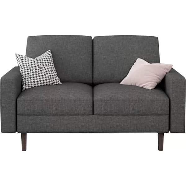 US Pride Furniture Isata 57.9 in. Dark Gray Polyester 2-Seater Square Arm Loveseat