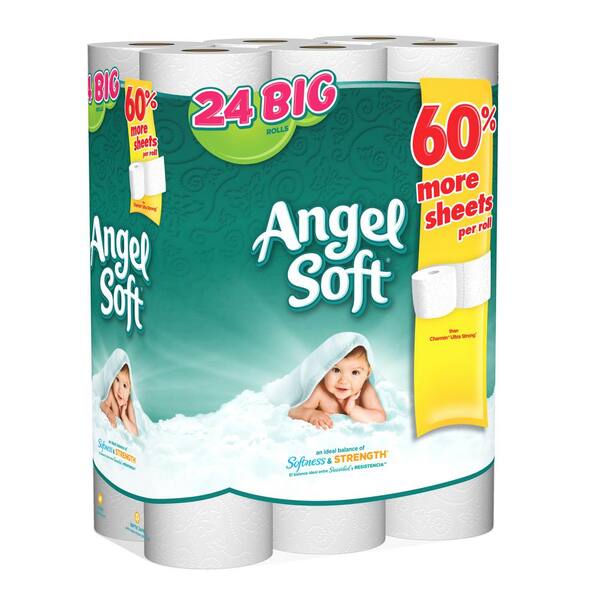24 Mega Rolls 2-Ply Toilet Paper – Septic Safe, Unscented, 7680 Sheets