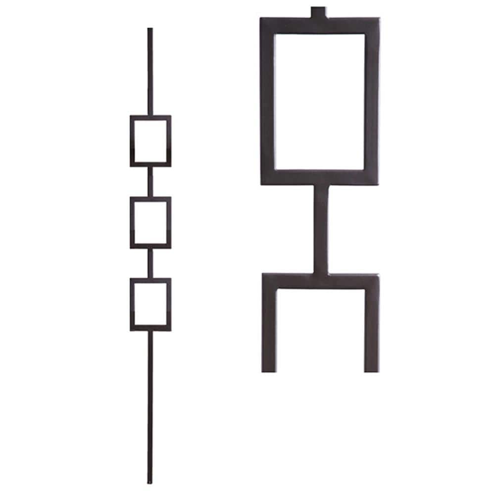 Aalto Modern 44 in. x 0.5 in. Satin Black Triple Rectangle Hollow Wrought Iron Baluster price history on PriceWatchPro