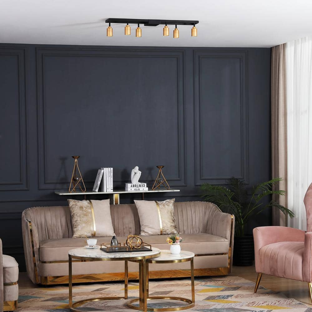 Vidalite Black and Gold Iron Rectangle Semi Flush Mount