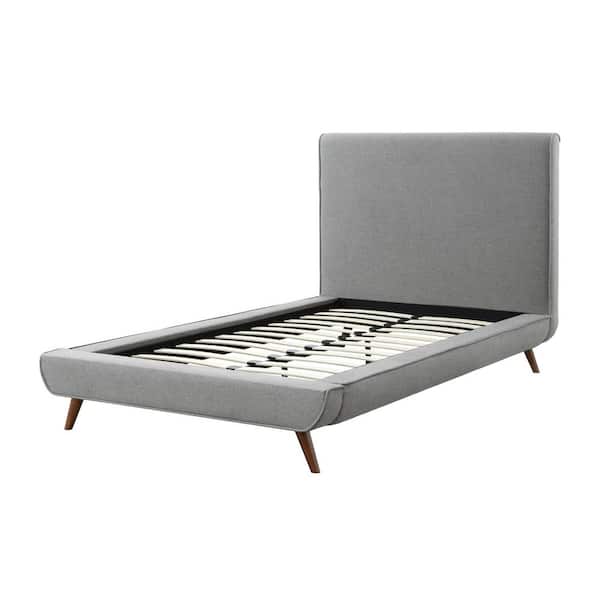 Loft Lyfe Alaric Grey Twin Size Platform Bed Upholstered Linen