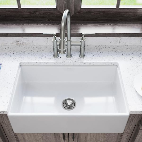 Burnham White Fireclay 30 in. Single Bowl Farmhouse Apron Kitchen Sink Burnham White Fireclay 30 in. Single Bowl Farmhouse Apron Kitchen Sink