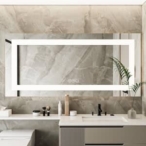Modern Elegance 60 in. W x 28 in. H Frameless Rectangular Anti-Fog LED Light Wall Bathroom Vanity Mirror with 3-Color