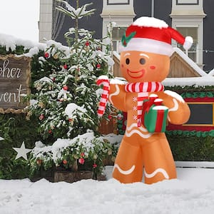 7.87 ft. x 4.27 ft. Gingerbread Man Inflatable with LED Lights
